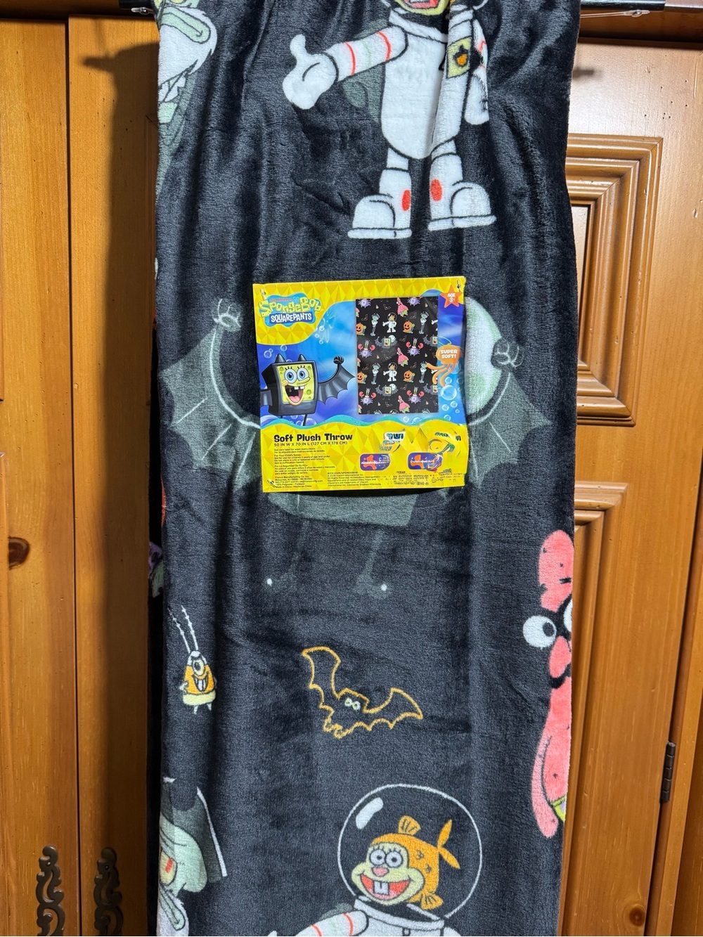 SpongeBob SquarePants Black Plush Halloween Throw Blanket